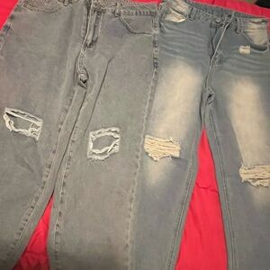 SHEIN Light Blue Distressed Jeans